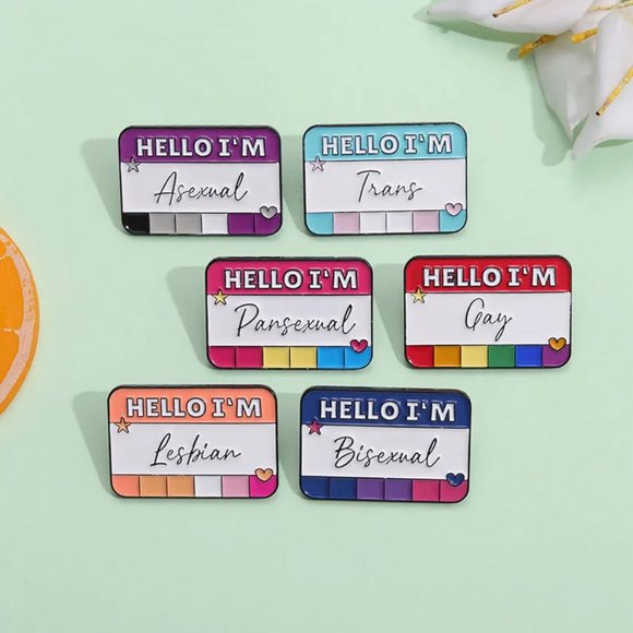 Hello I'm Lesbian Pin Cute Name Tag Brooch Pride LGBTQIA+ NEW - Picture 5 of 10